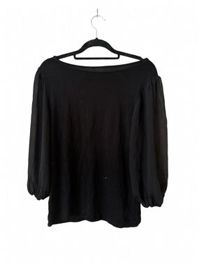 Source Unknown Black Puff-Sleeve Women's Blouse